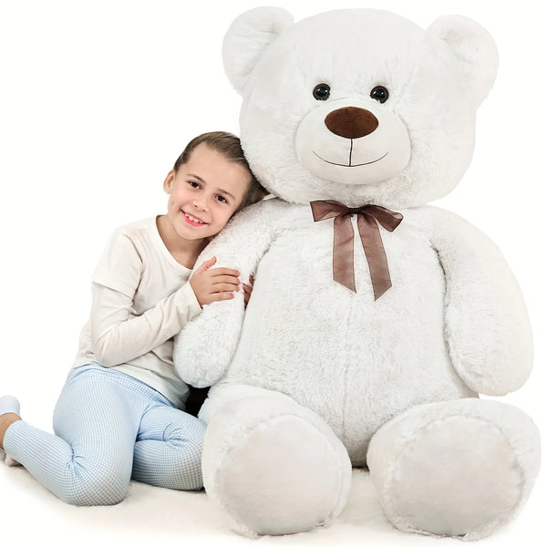 Giant Teddy Bear Stuffed Animal XXL 51.18inch, White Large Bear Plush Soft Cuddly Toy Big Size, Kawaii Birthday Presents