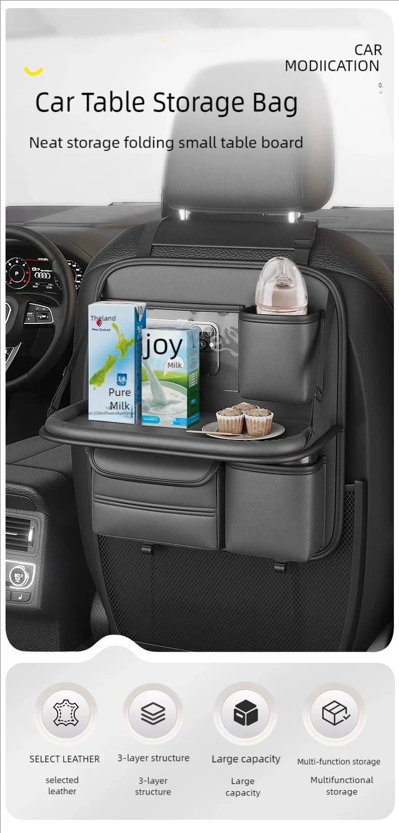 Car seat back Storage Rack Seat Bag Folding Small Table Board