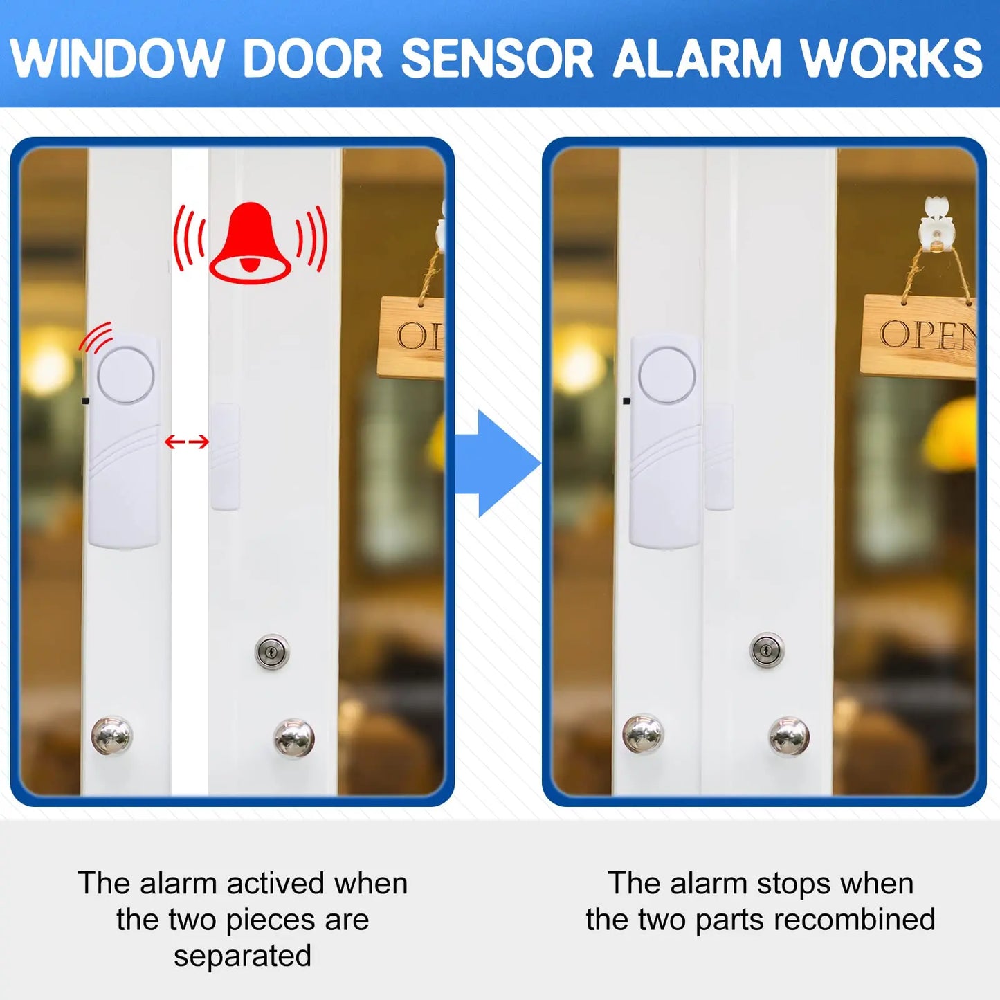Wireless Door & Window Alarm Sensors — 95dB, Home Security Pack