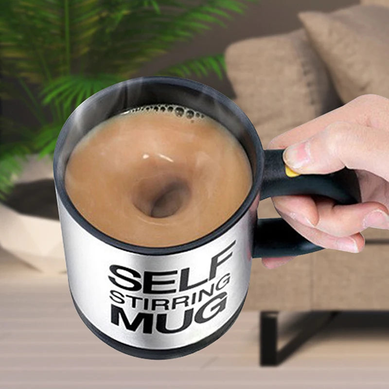 400ml Self-Stirring Mug with Lid — Stainless Steel, Gift Boxed