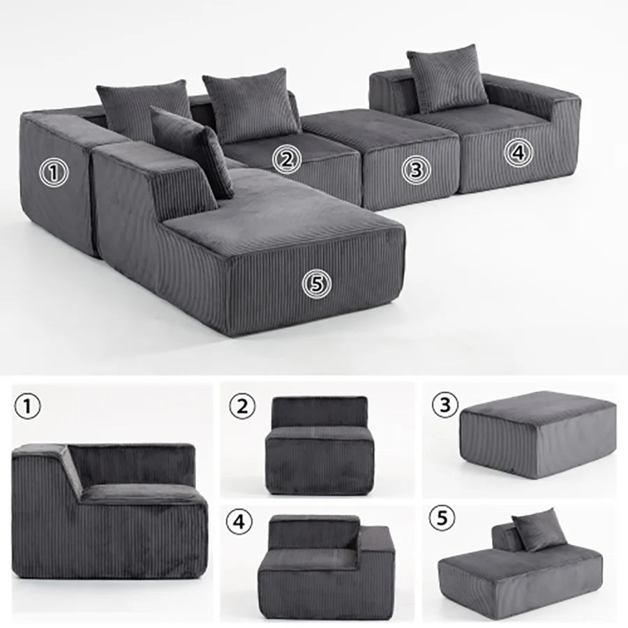 Sectional boneless Couch with L-Shape Chaise,Modern  Modular sleeper Sofa with Deep Seat, Upholstered Couches for Room