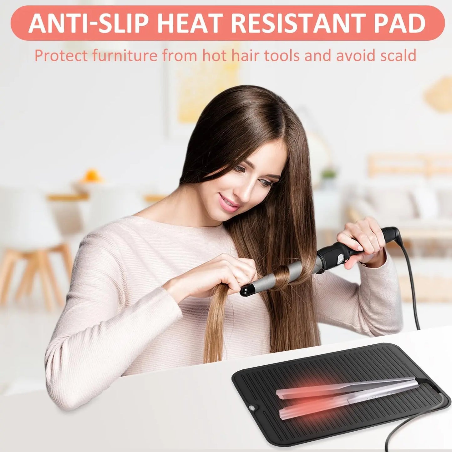 Heat-Resistant Silicone Mat for Hair Tools — Curling & Flat Iron Pad