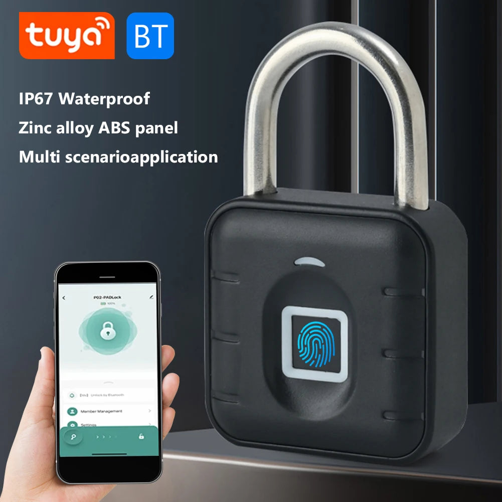 Keyless Fingerprint Lock with Tuya APP Smart Padlock Waterproof Door Lock 0.2sec