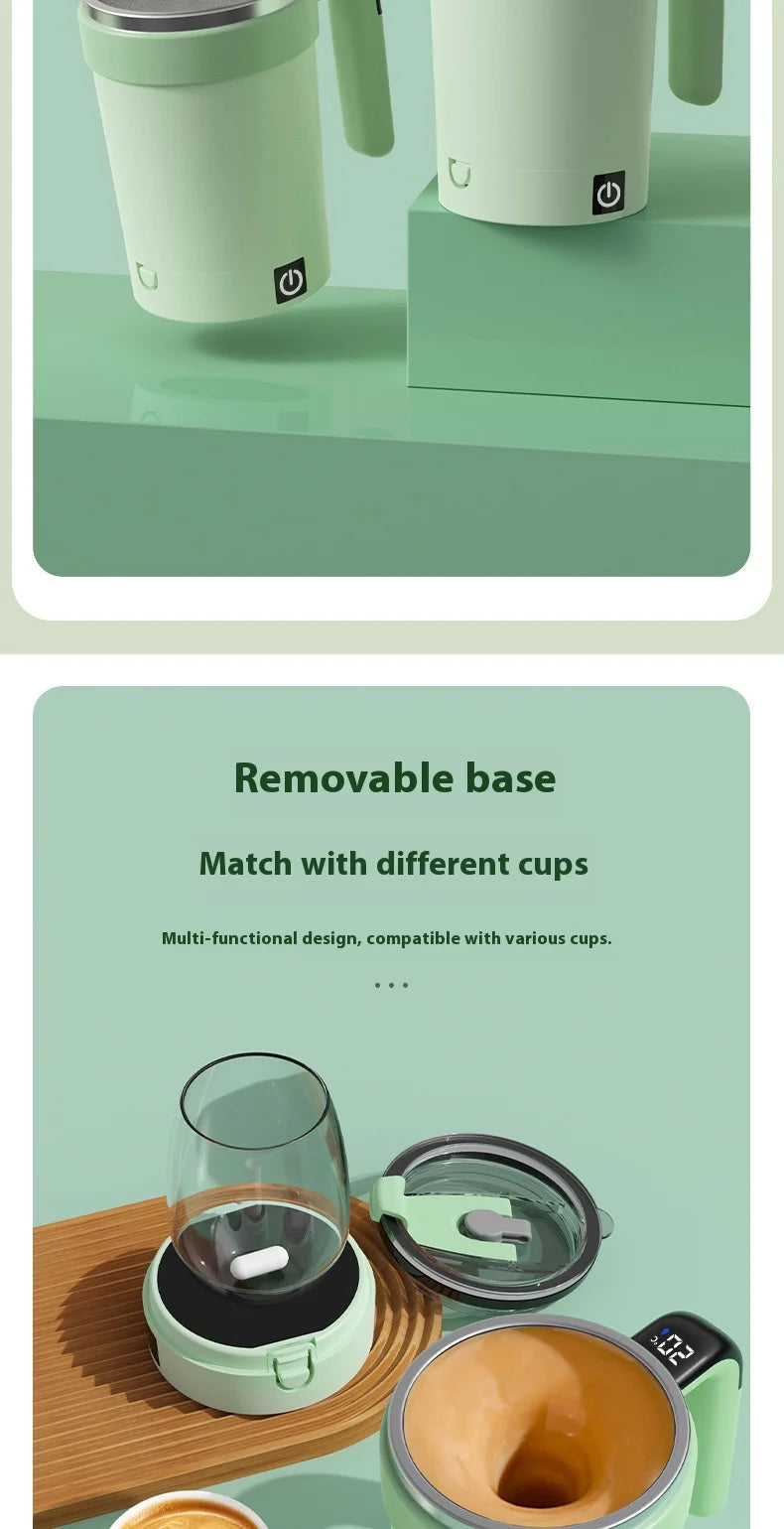 Smart Self-Stirring Coffee & Milkshake Cup — Magnetic, Temp Display