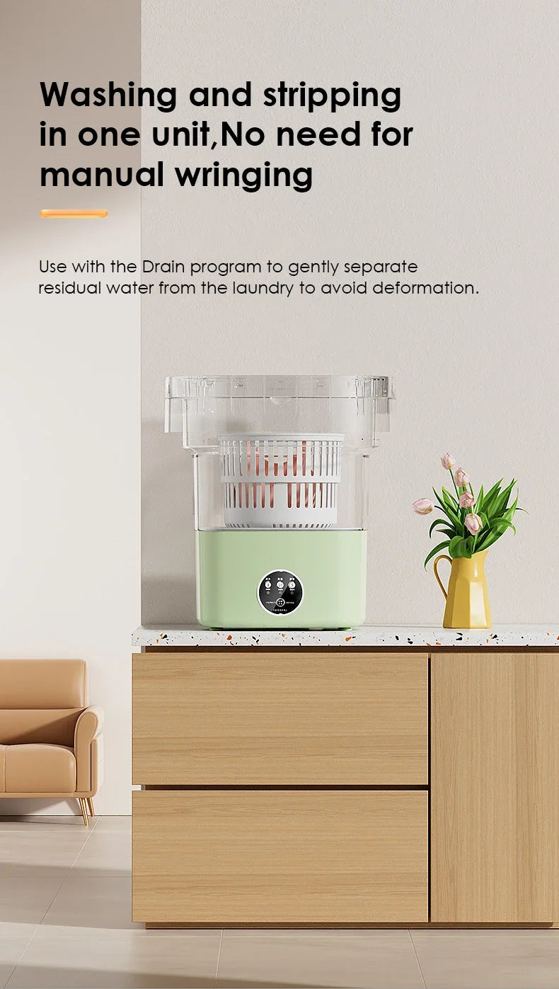 Foldable Portable Washing Machine — 13L, Spin Dryer, Compact