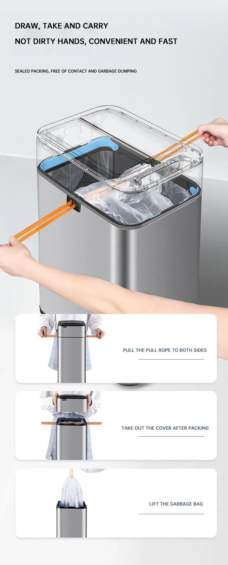 Smart Sensor Trash Can — Stainless Steel, 15L / 20L Kitchen Bin