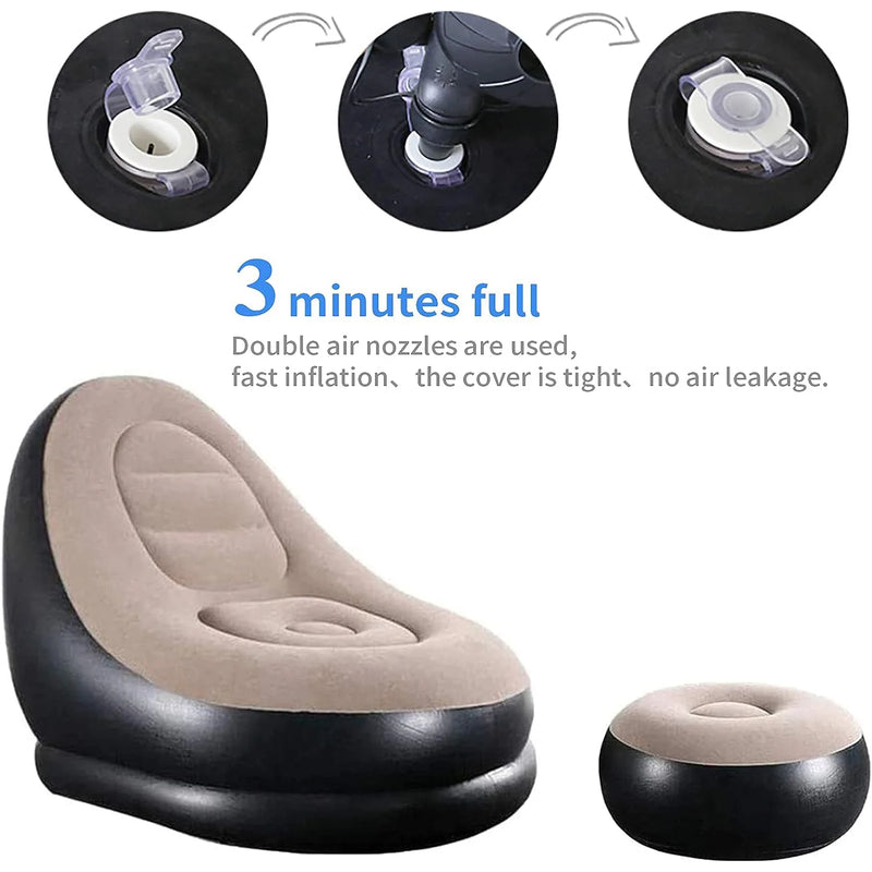 New Inflatable Plush Sofa For Lazy People Foldable Foot Sofa Bed Outdoor Convenient Lying Chair With Feet Bench Hot