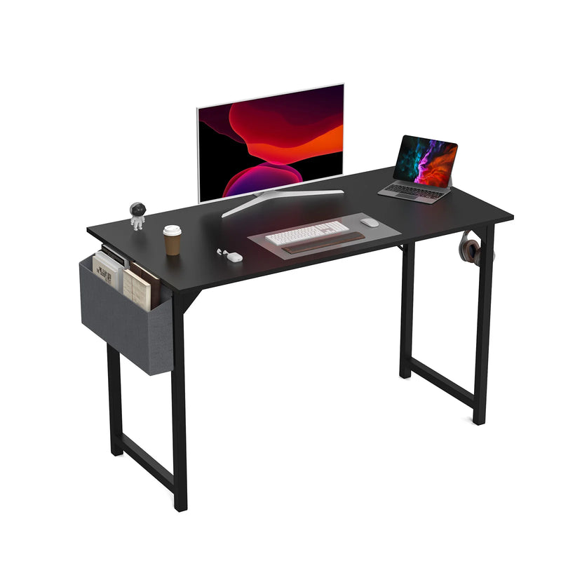 JHK Computer Desk Writing Study Office Gaming Table Modern Simple Style Compact with Side Bag Headphone Hook Easy Assembly