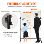VEVOR Rolling Magnetic Whiteboard Double-Sided Mobile Whiteboard 360° Reversible Adjustable Height Dry Erase Board for School