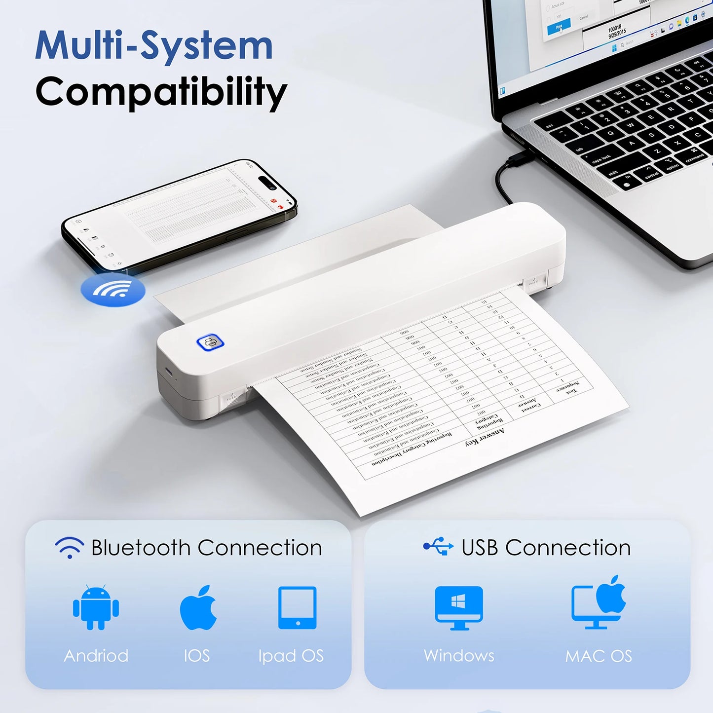 Mini Portable A4 Thermal Printer — Inkless HD for Photos & Documents