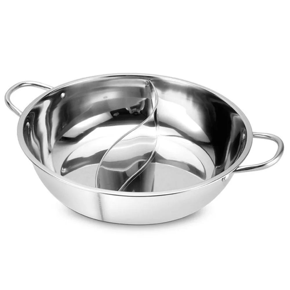 Stainless Steel Twin Divided Hot Pot — 28cm, Gas Stove Compatible