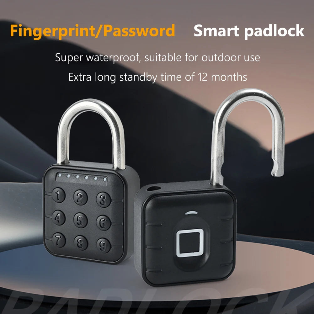 Keyless Fingerprint Padlock — Smart App, Waterproof, Anti-Theft