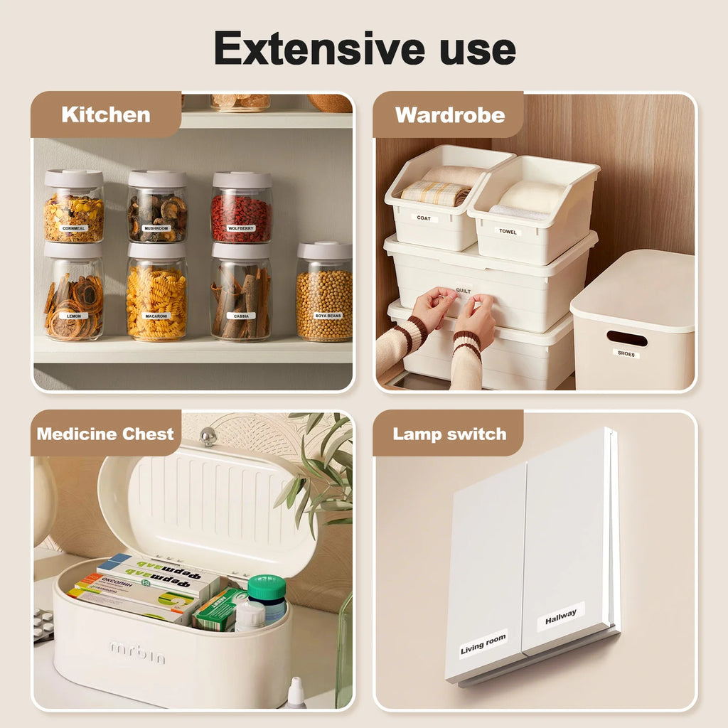Label Maker Machine with Tape Portable Printer Mini Thermal Printers Self-adhesive Sticker for School Home Office Organization
