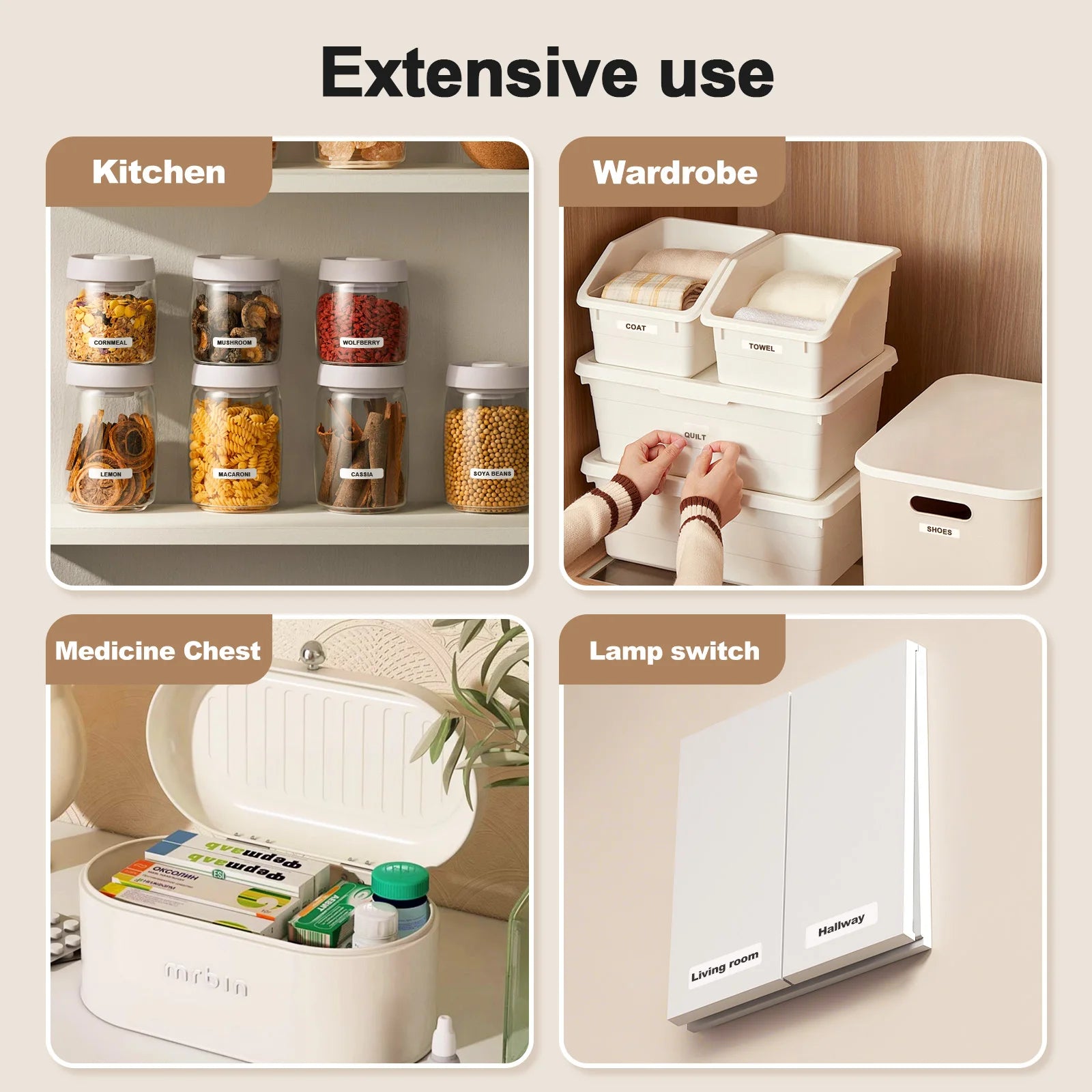 Label Maker Machine with Tape Portable Printer Mini Thermal Printers Self-adhesive Sticker for School Home Office Organization