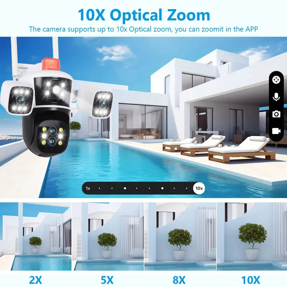 16MP 8K WiFi PTZ Outdoor Floodlight Camera — 10x Zoom, 360° Monitor