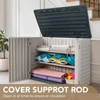 Resin Outdoor Storage Shed 34 Cu Ft Horizontal Outdoor Storage Cabinet Waterproof Patio Tools Storage Box for Pool Toys,