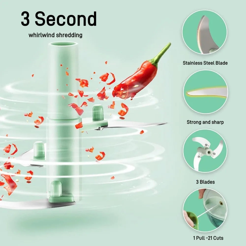 Manual Vegetable Chopper with Container — Salad & Garlic Cutter