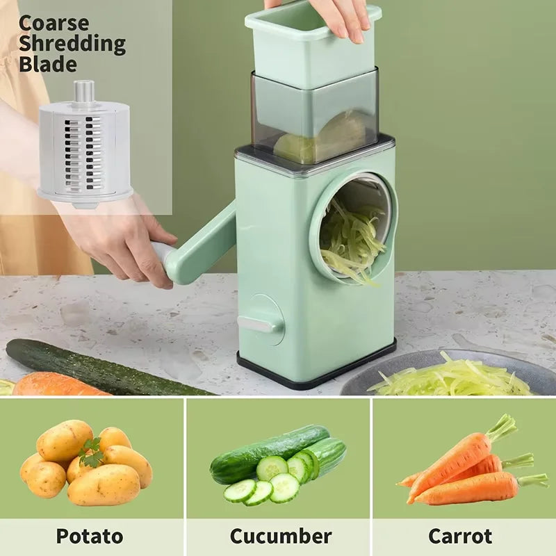 6-in-1 Hand Crank Vegetable Grater — Slicer, Shredder, Chopper