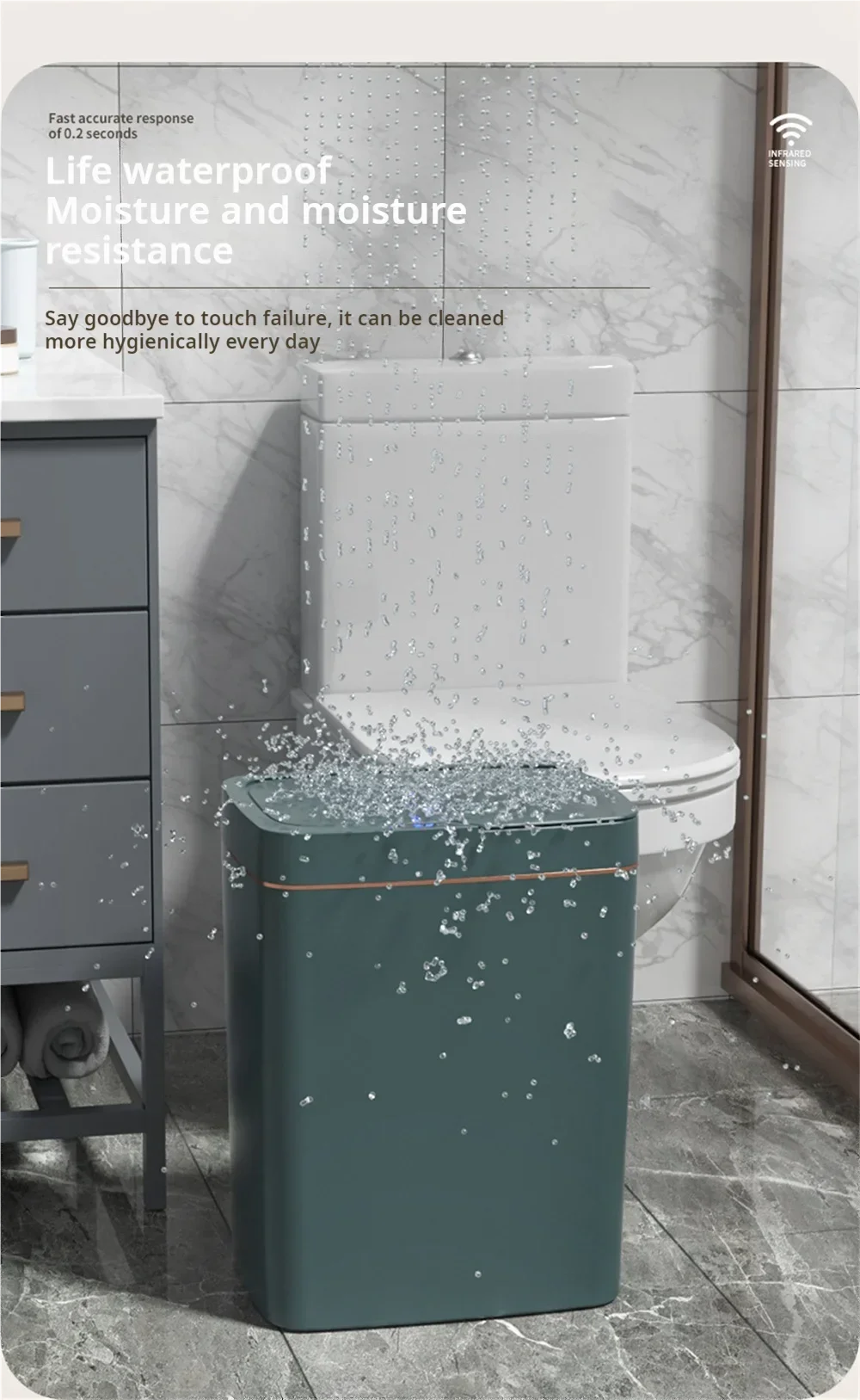 15L Smart Sensor Trash Can — Touchless Bin for Kitchen & Bathroom