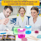 Crystal Growing Science Experimental Kit 3pcs with Display Cases - Easy DIY STEM Toy Lab Experiment Specimens, Educational Gift