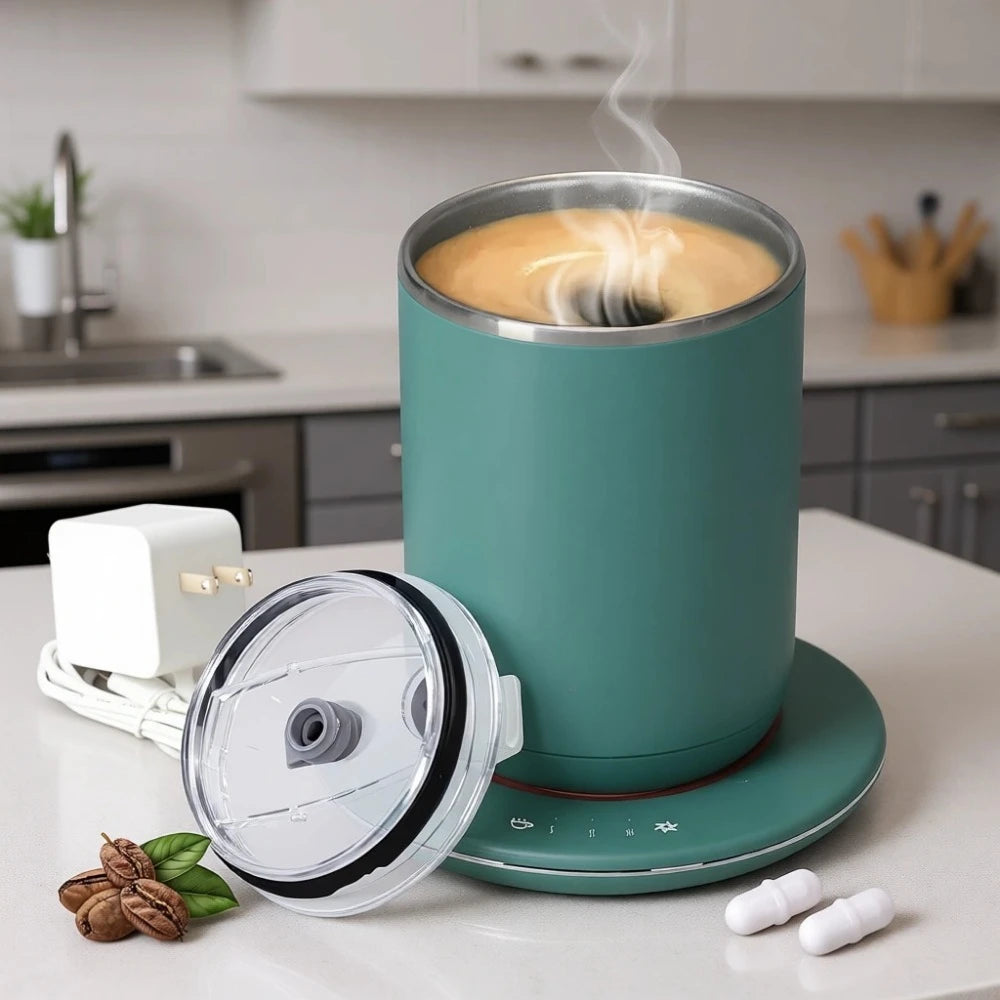 Self Stirring 10 Oz Coffee Mug with 3 Temperature Levels and 12V Electric Heating