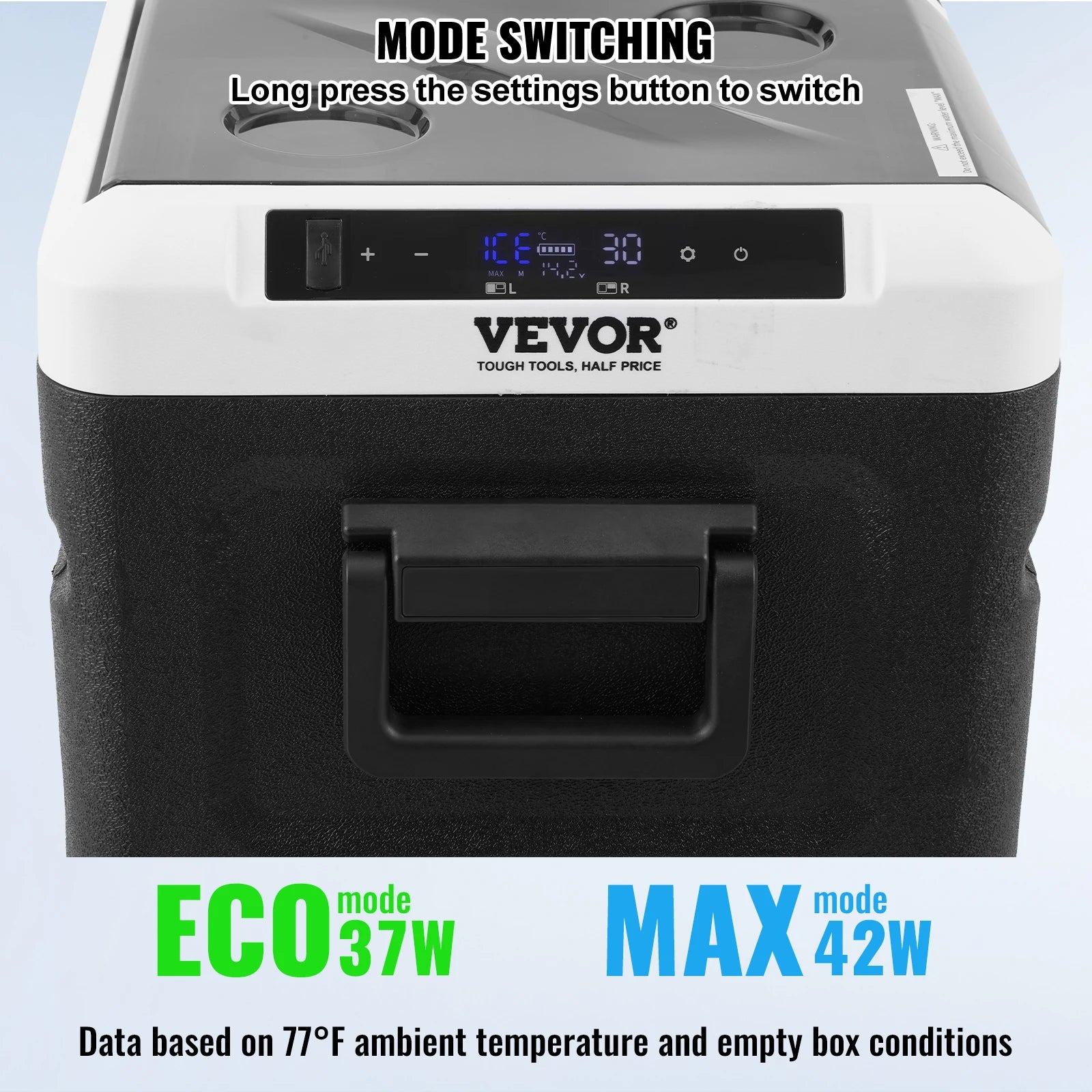 VEVOR Portable 12V Car Refrigerator Dual Zone Freezer 38QT