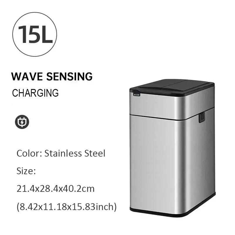 Smart Sensor Trash Can — Stainless Steel, 15L / 20L Kitchen Bin