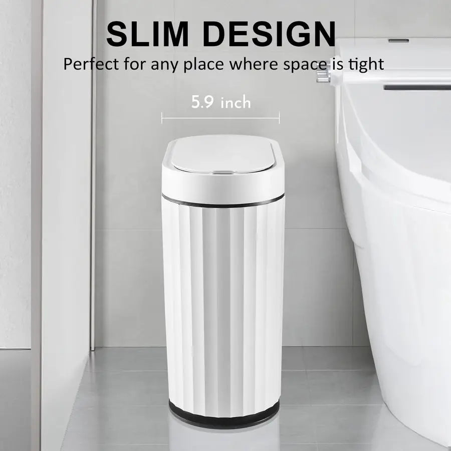 2-Gallon Smart Sensor Bathroom Trash Can — Slim Waterproof Auto Bin