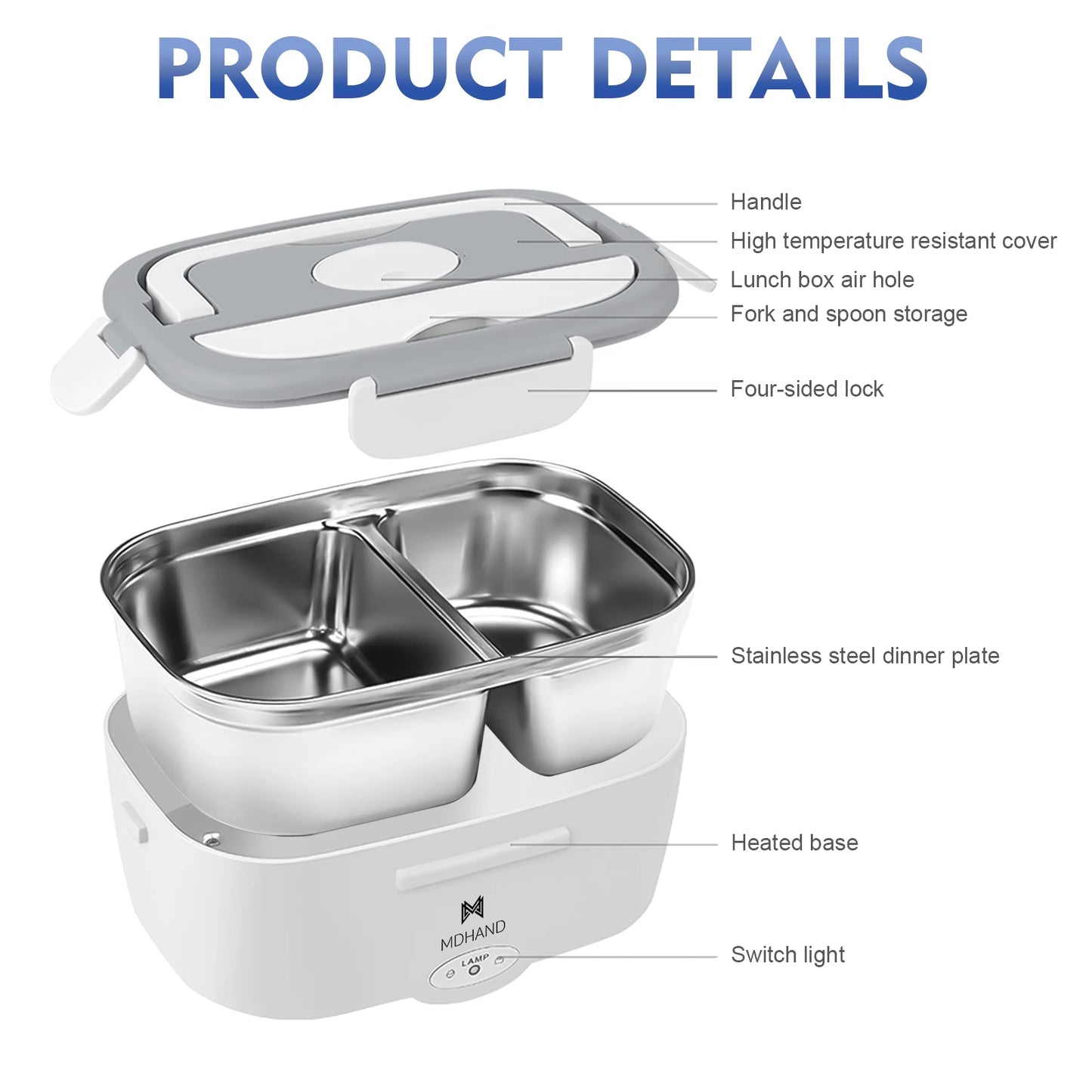 1.5L Electric Lunch Box Food Warmer — 65W Leak-Proof, Car & Home