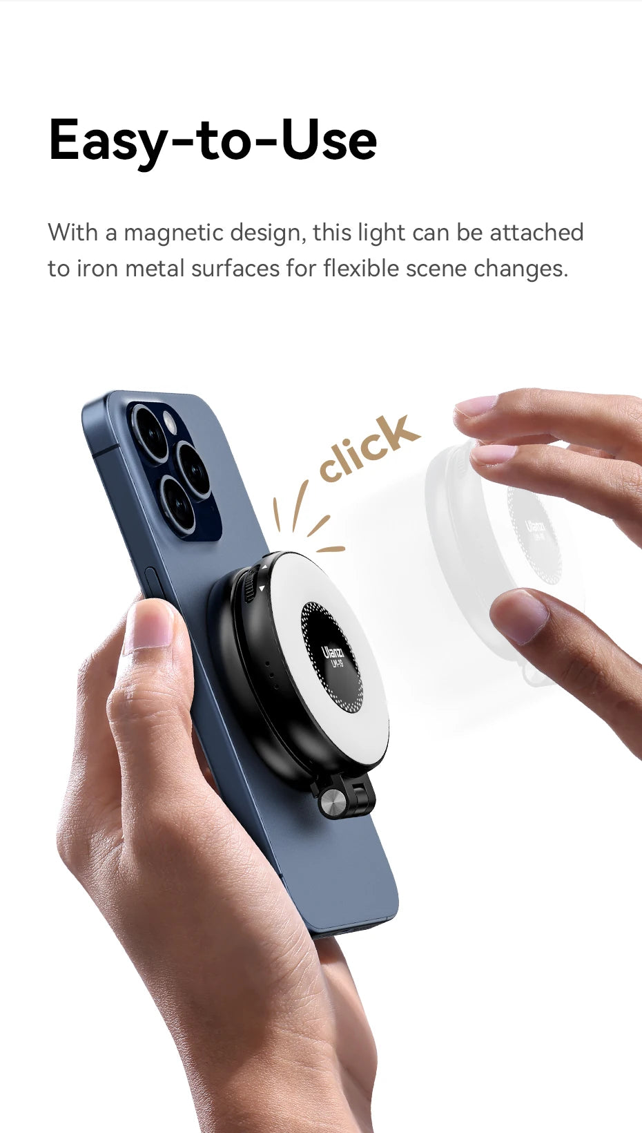 Ulanzi LM19 MagSafe Phone Fill Light — CRI 95+ Bi-Color for Vlogging