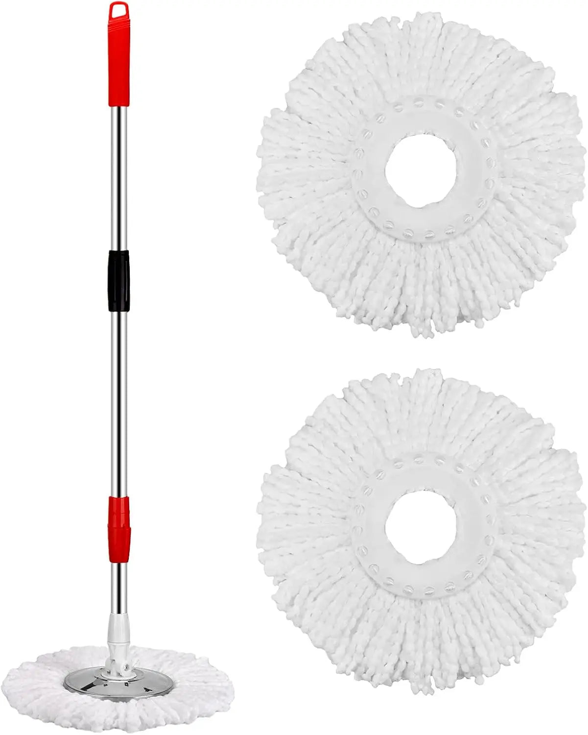 360° Spin Mop & Bucket Set — Self-Wringing, 3 Microfiber Heads
