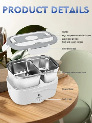 1.5L Electric Lunch Box Food Warmer — 65W Leak-Proof, Car & Home
