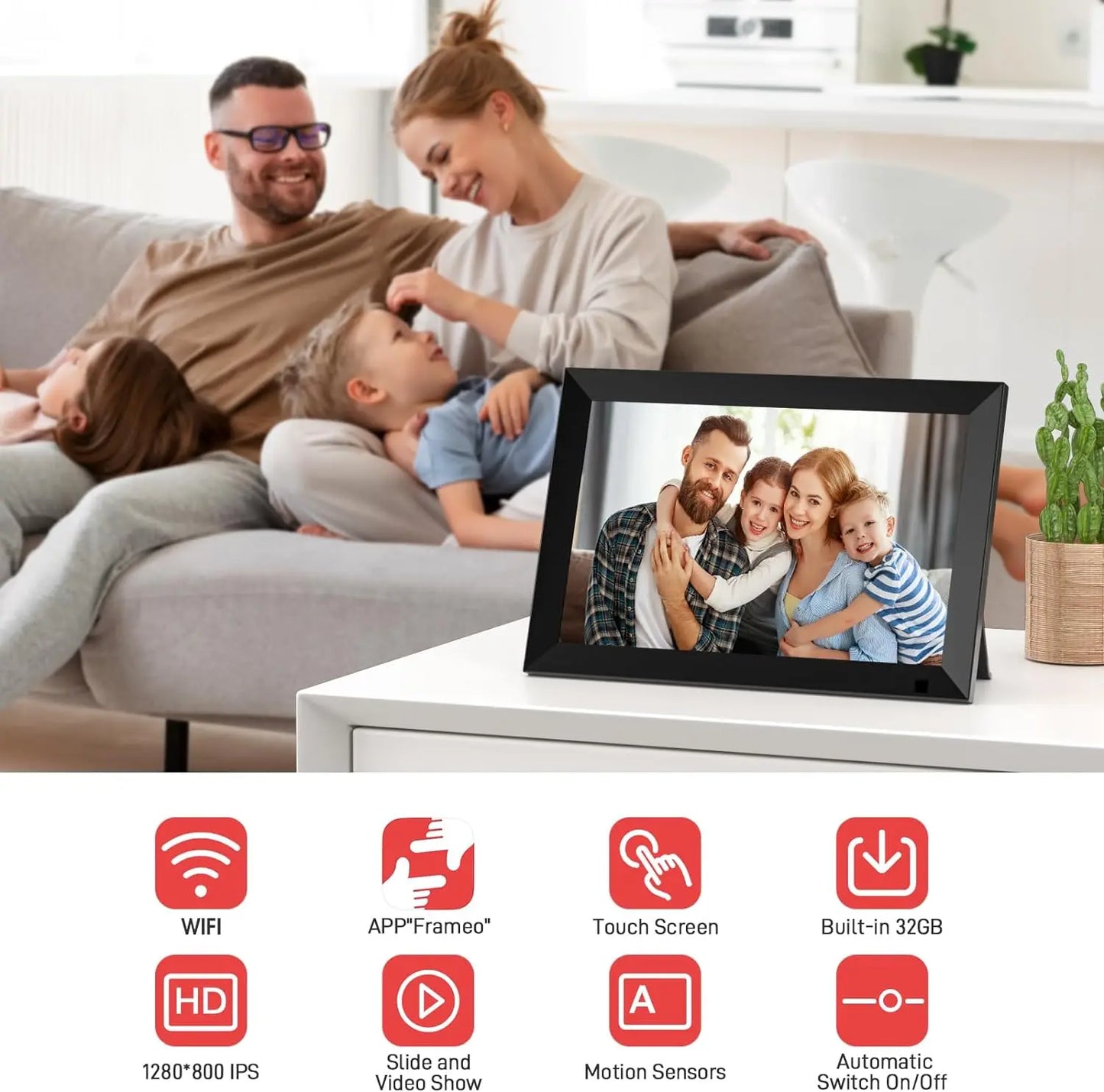 FRAMEO Smart WiFi Digital Photo Frame — 10.1", 32GB IPS Touch Screen