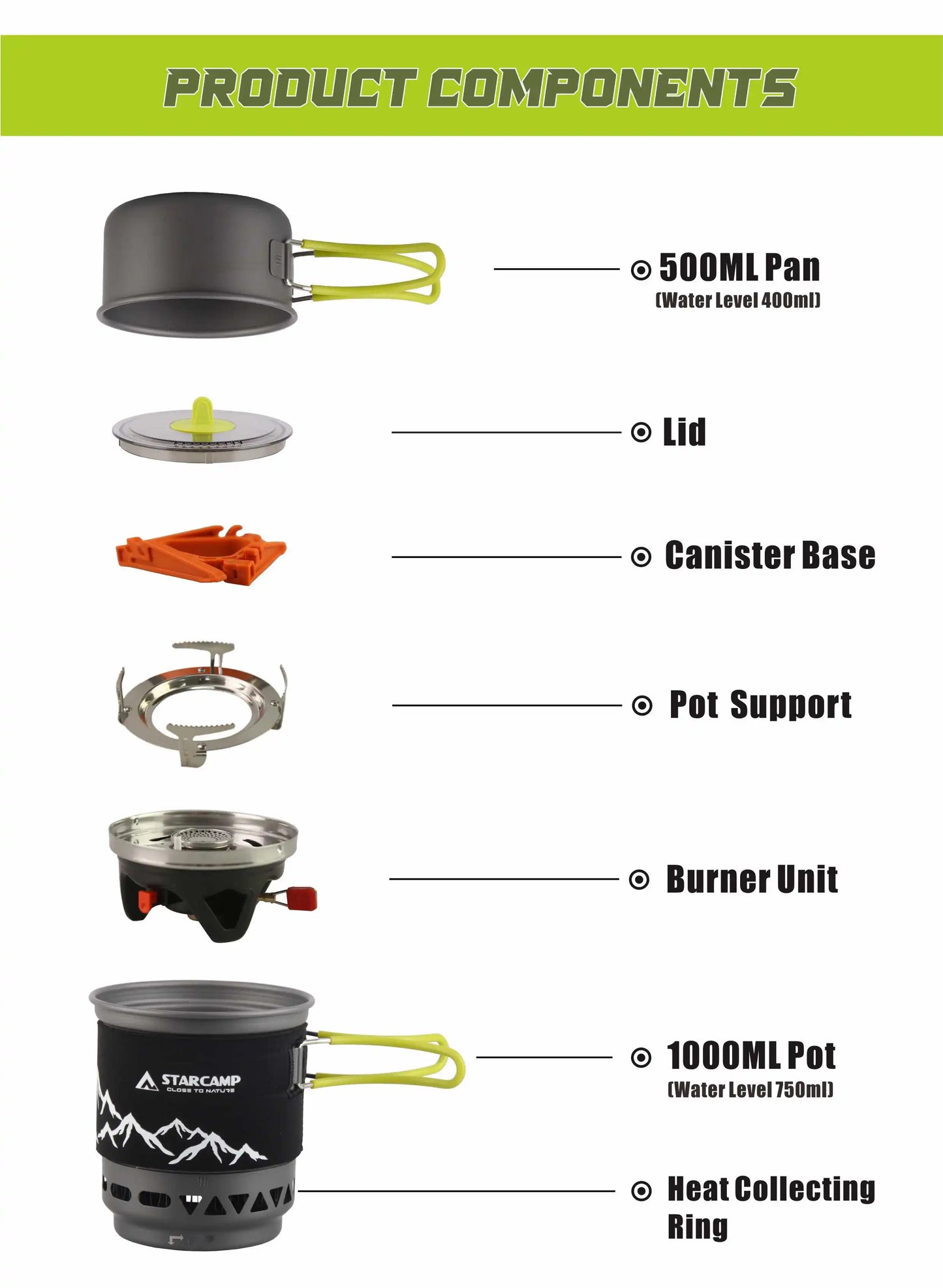 STARCAMP Jet Cooker Gas Stove — 1000ml + 500ml, Fast-Boil Camping System
