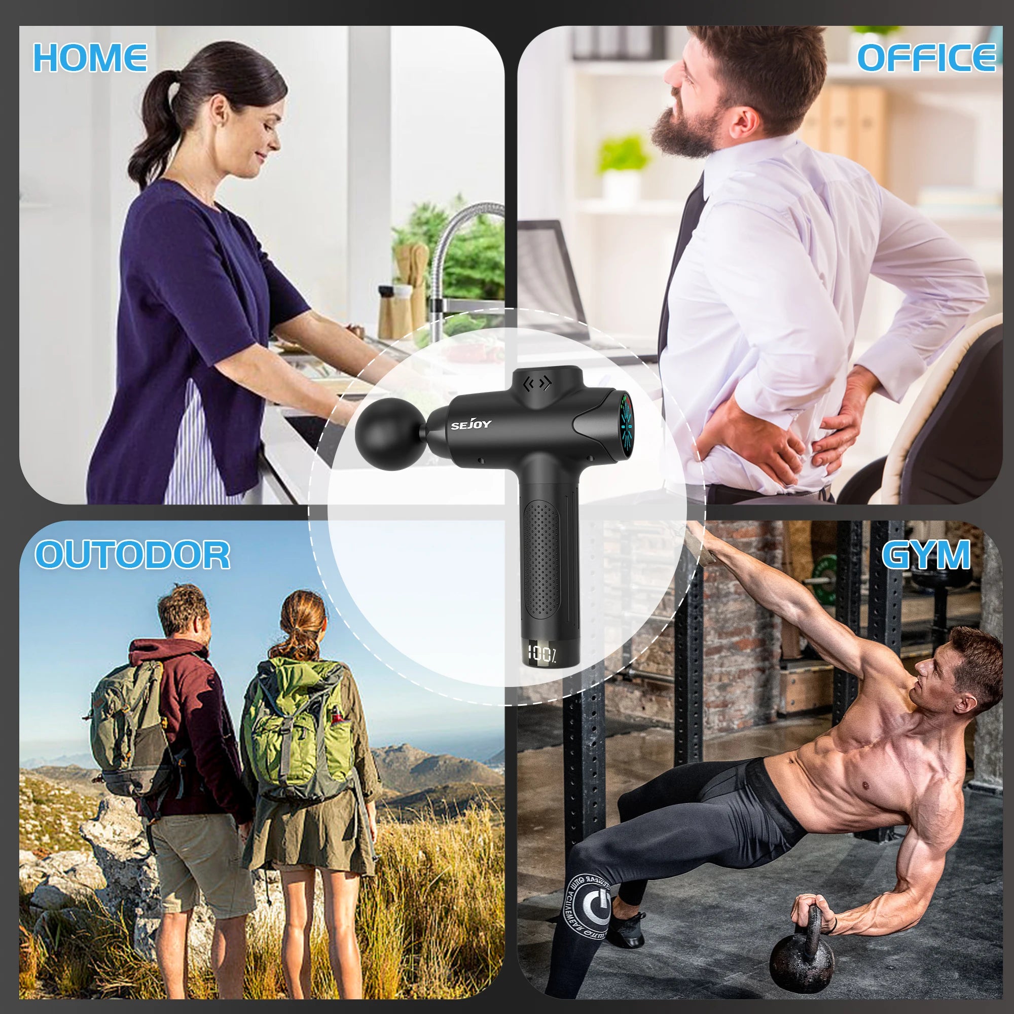 Sejoy Massage Gun for Back, Neck & Muscle Relief