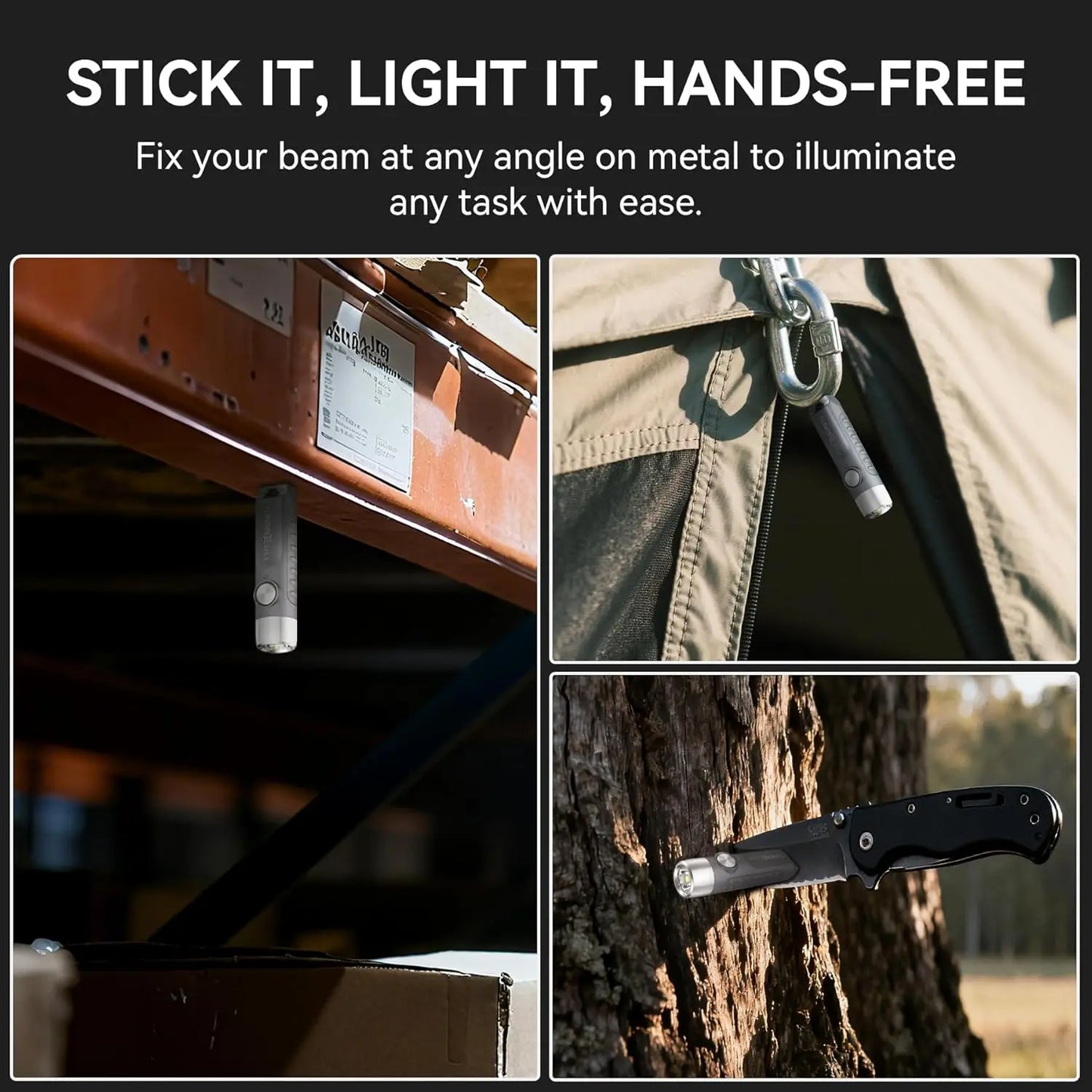 500-Lumen Keychain Flashlight with Magnet — USB-C Rechargeable EDC