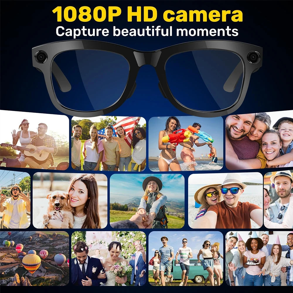 SENBONO AI Translator Smart Glasses With 8MP Camera Take Videos And Photo Sunglasses BT Call for Men Women 4K HD Fashion Glasses