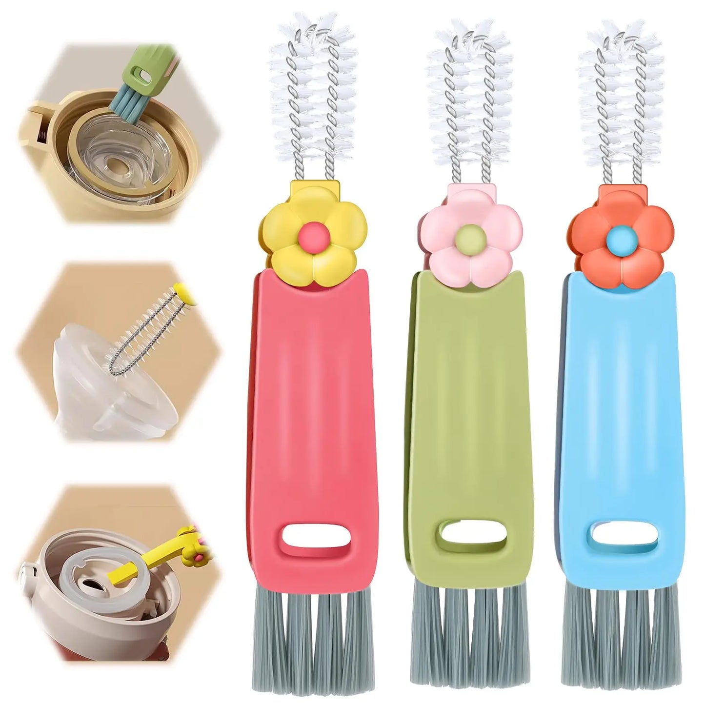 3-in-1 Cup Lid Cleaning Brush — Tight Spaces, Pack of 3
