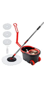 360° Spin Mop & Bucket Set — Self-Wringing, 3 Microfiber Heads