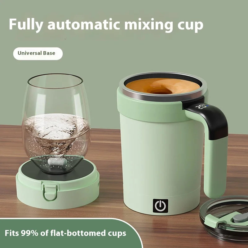 Smart Self-Stirring Coffee & Milkshake Cup — Magnetic, Temp Display