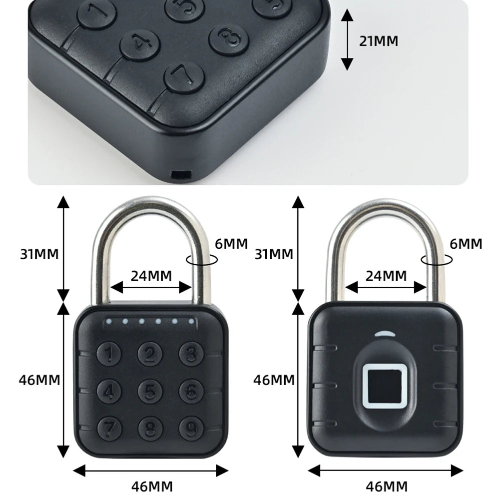 Keyless Fingerprint Padlock — Smart App, Waterproof, Anti-Theft