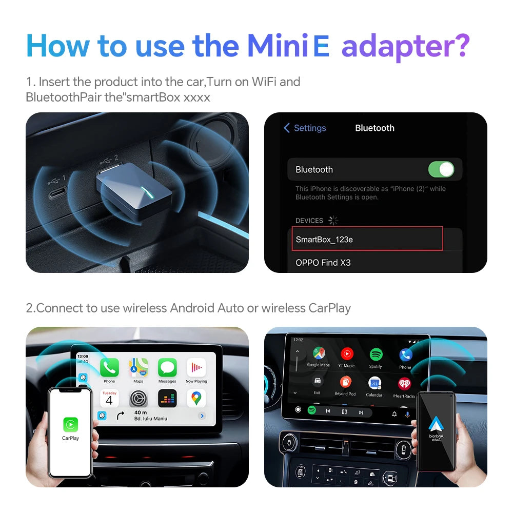 XUDA 2in1 Wireless CarPlay Dongle Wireless Android Auto Adapter AI Smart Box Car Intelligent Systems For Car With Wired CarPlay