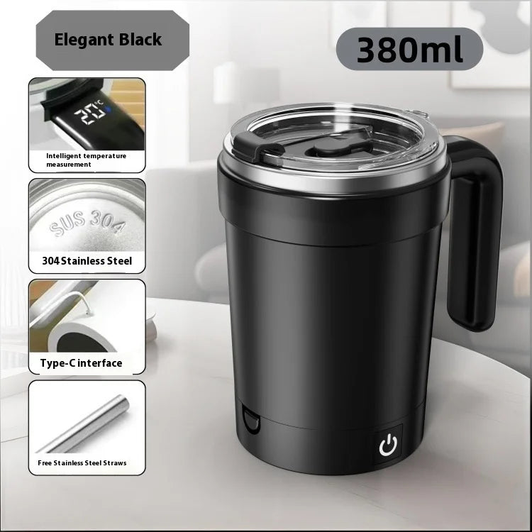 Smart Self-Stirring Coffee & Milkshake Cup — Magnetic, Temp Display