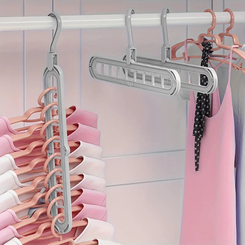9-Hole Foldable Closet Hangers — Heavy-Duty, Space-Saving (Set of 3)