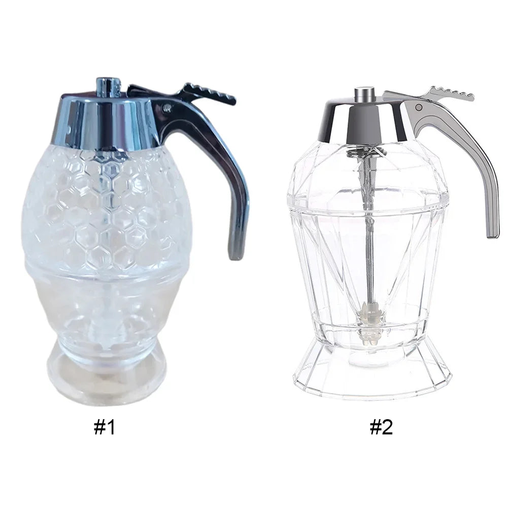 No-Drip Honey & Syrup Dispenser with Stand — Glass Jar Pourer