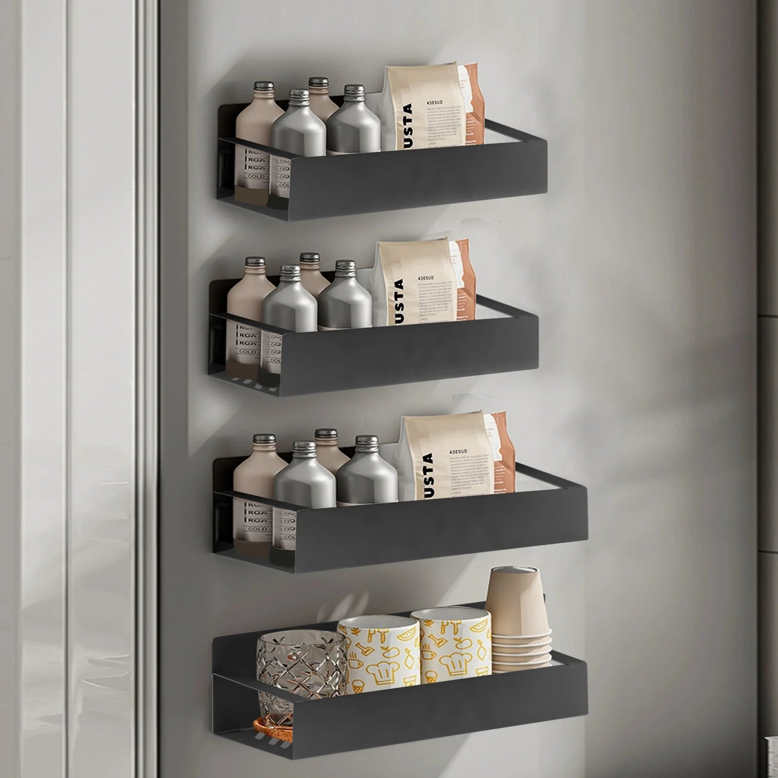 4 Pack Magnetic Spice Rack for Refrigerator Organizer