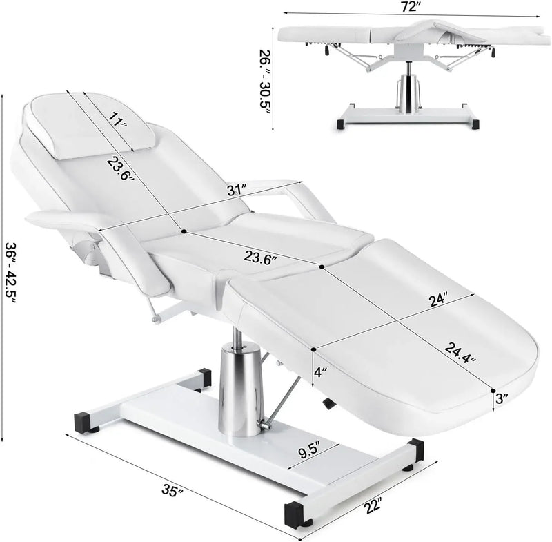 Massage Table Electric Height Adjustable Massage Bed Massage Facial Lash for Eyelash Extensions Salon Chair (White)