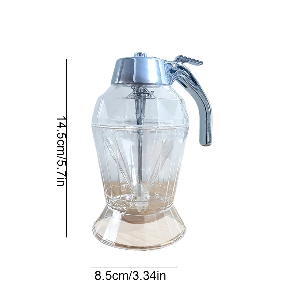 No-Drip Honey & Syrup Dispenser with Stand — Glass Jar Pourer