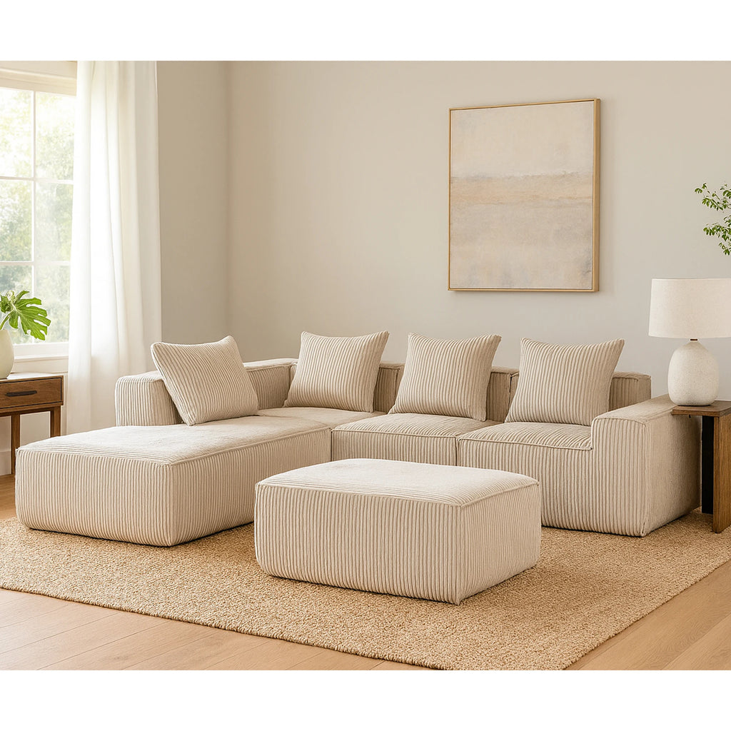 Sectional boneless Couch with L-Shape Chaise,Modern  Modular sleeper Sofa with Deep Seat, Upholstered Couches for Room