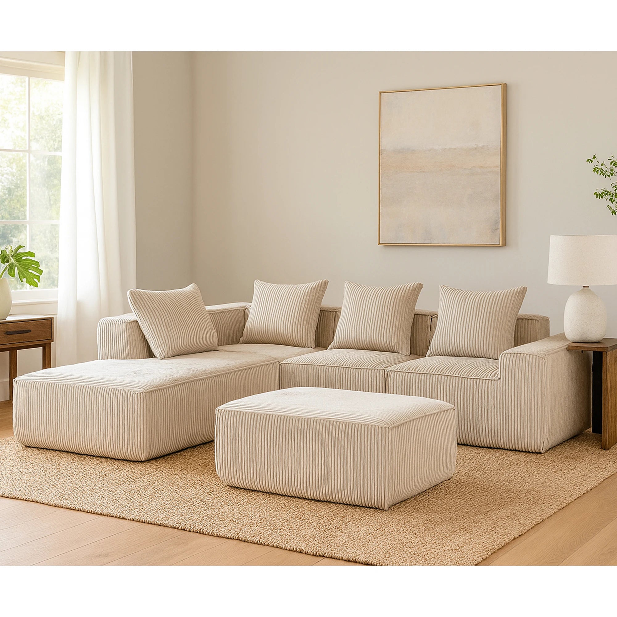 Sectional boneless Couch with L-Shape Chaise,Modern  Modular sleeper Sofa with Deep Seat, Upholstered Couches for Room
